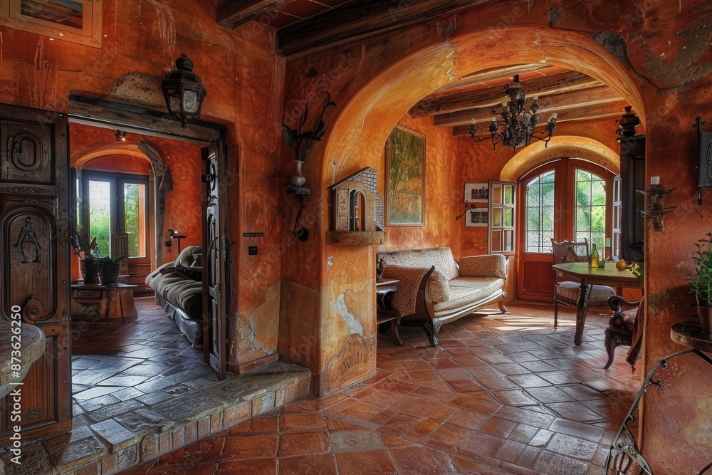Luxurious interior of an old house in a medieval style. Luxurious interior of an old house in a medieval style.