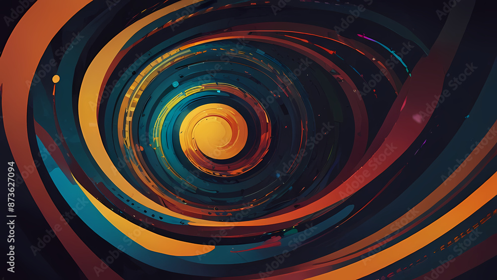 Fototapeta premium abstract illustration centered around Swirl with modern, futuristic aesthetic with a mix of cool and warm hues