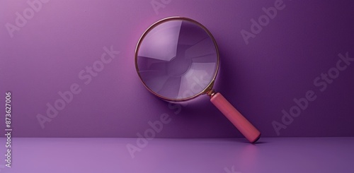 Close Up of a Magnifying Glass on a Blue and Purple Surface