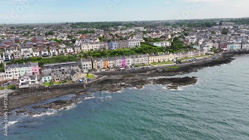 Aerial view of Residential homes and town houses in Bangor Town on the Co Down Coastline Northern Ireland  photo