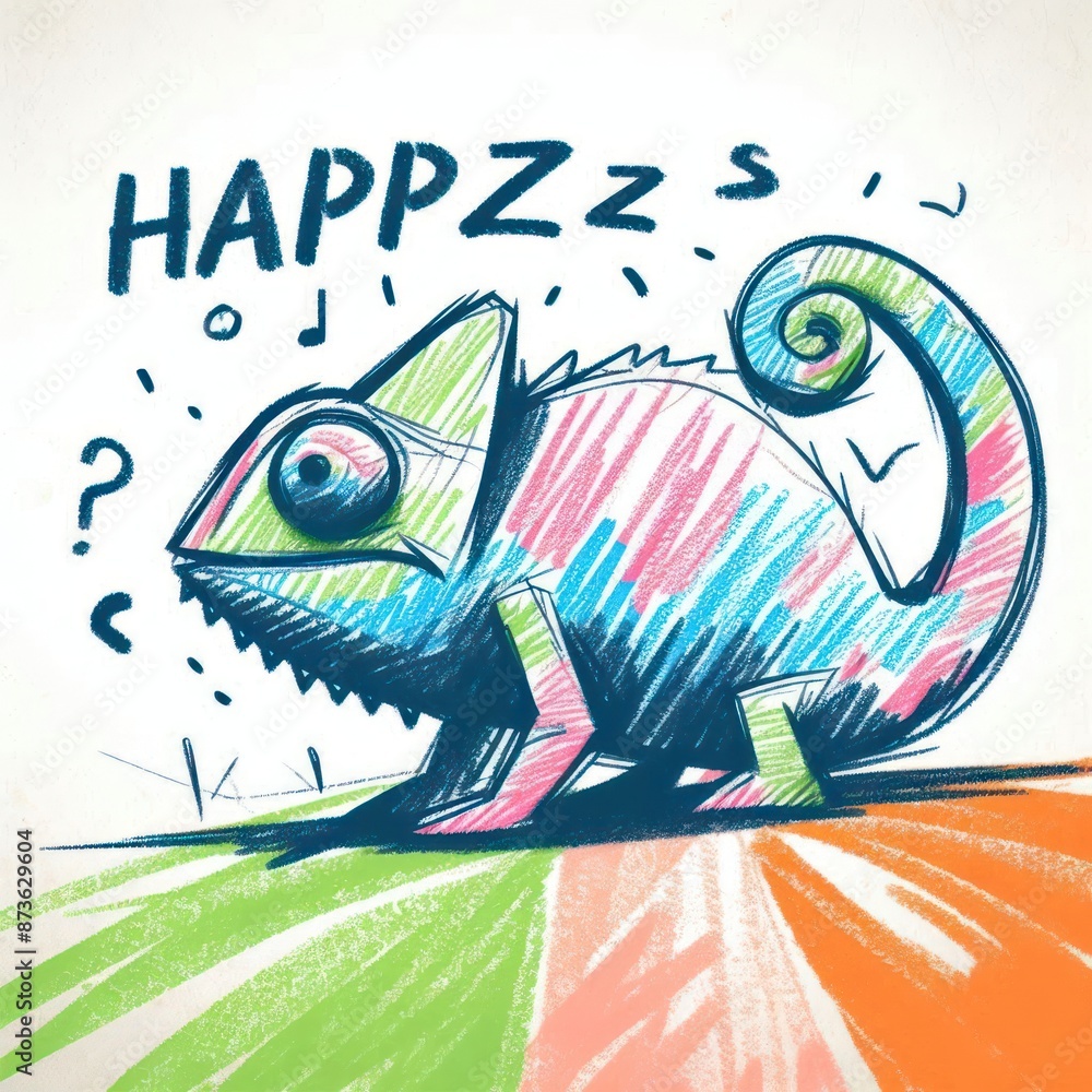 Kids' Scribbly Crayon Art: Colorful Chameleon Kids' Scribbly Crayon Art: Colorful Chameleon