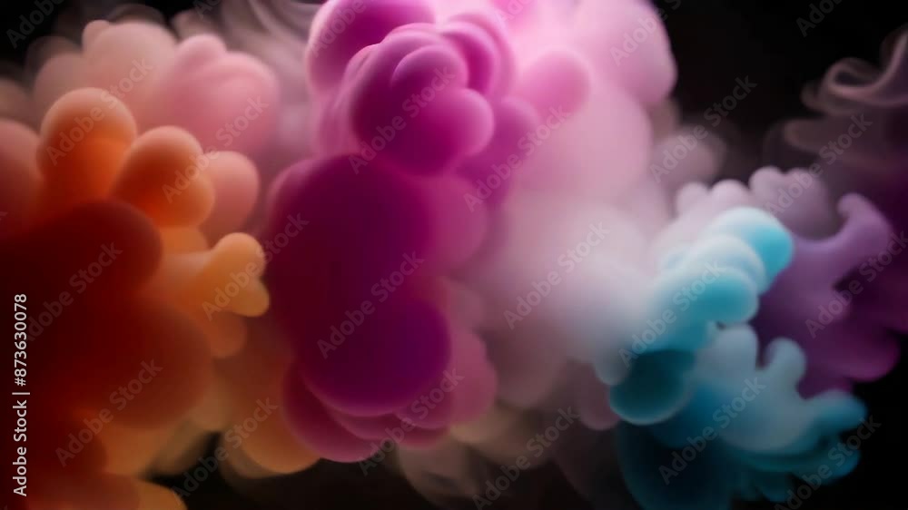 Plumes of multi-colored smoke on a black background. Artificial intelligence. Plumes of multi-colored smoke on a black background. Artificial intelligence.