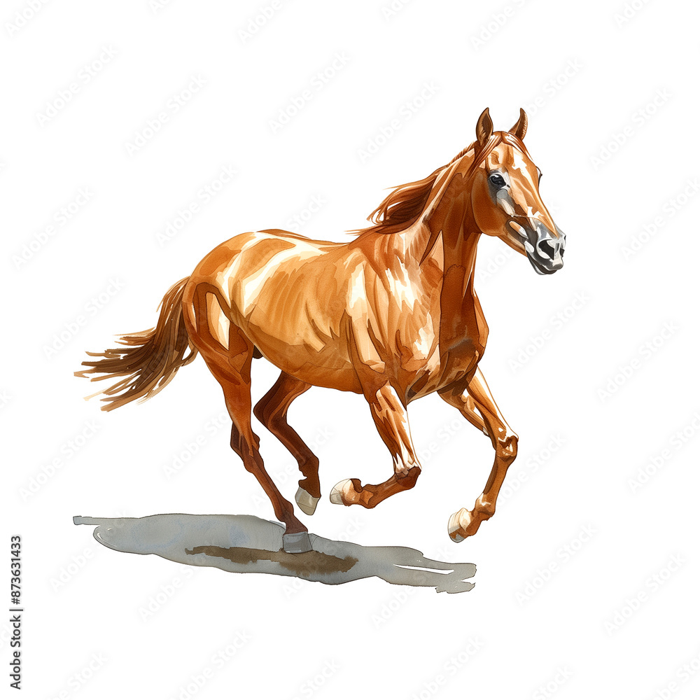 Naklejka premium Watercolor illustration of horse on white background