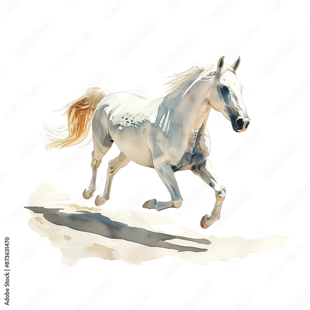 Obraz premium Watercolor illustration of horse on white background