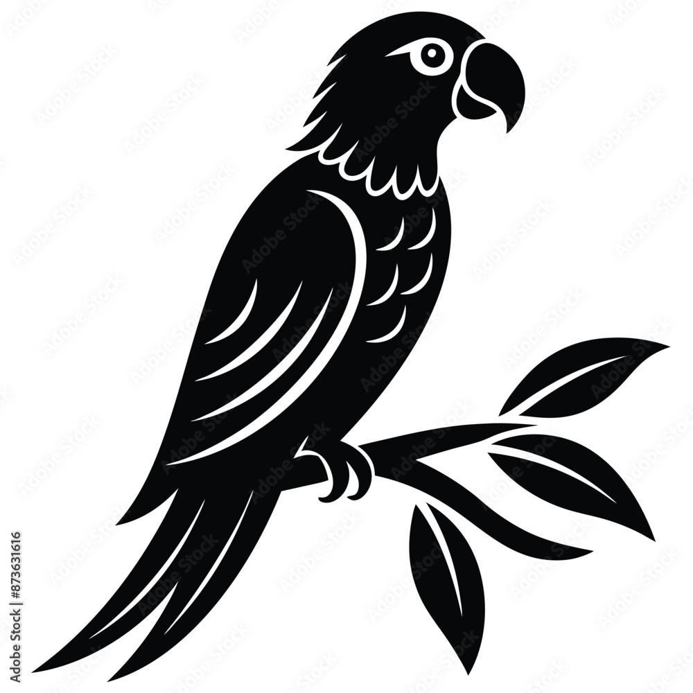 Obraz premium parrot perched Silhouette vector illustration