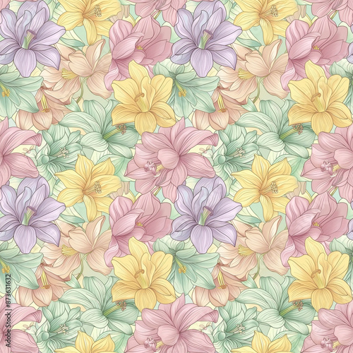 Wallpaper Mural Floral variety color, form nature, seamless fabric pattern. Torontodigital.ca