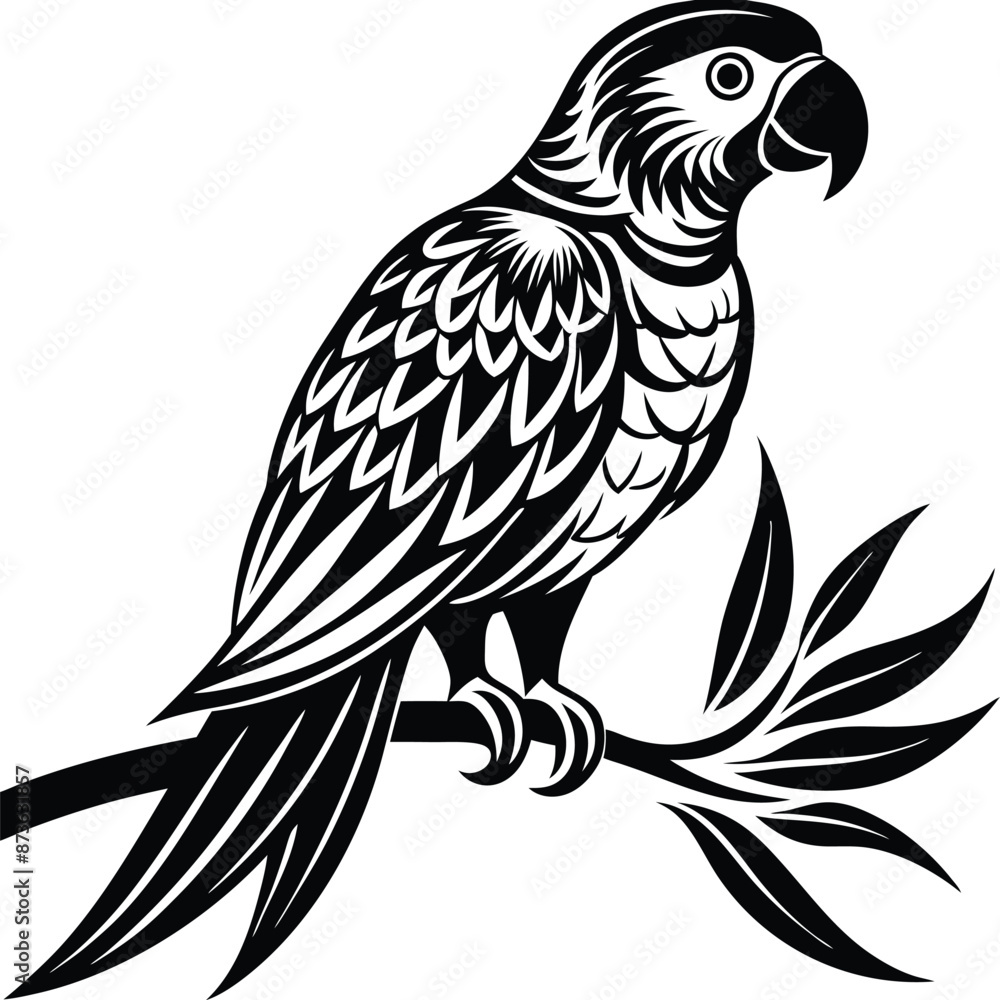 Obraz premium parrot perched Silhouette vector illustration