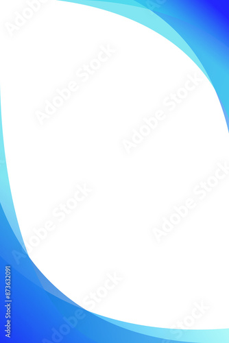 Abstract blue gradient wave corner on white background with negative space for poster banner wallpaper design