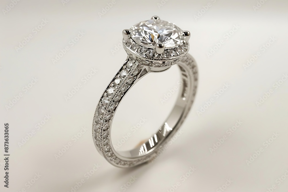 Jewelry ring with diamond on white background Jewelry ring with diamond on white background