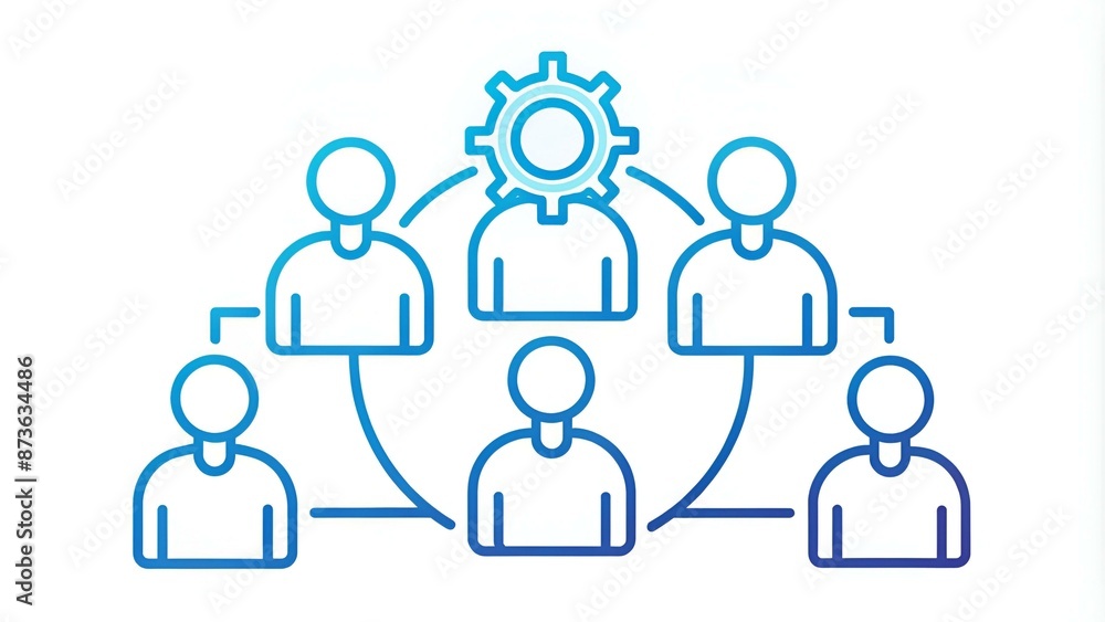 Coordinating line icon with people Coordinating line icon with people