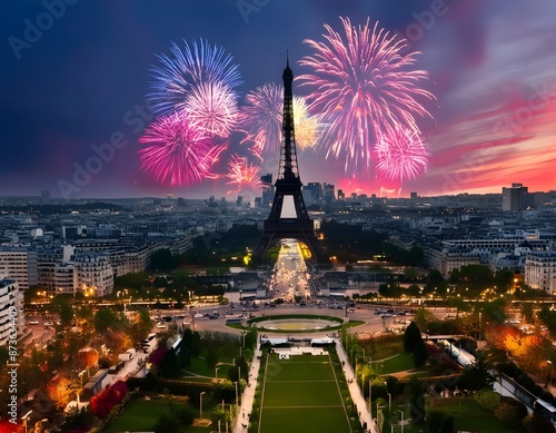  Eiffel tower with fireworks  photo