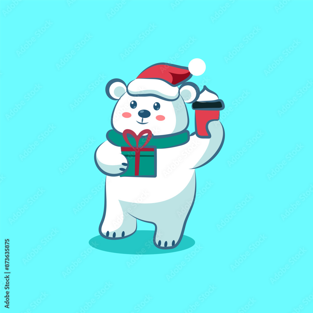 polar bear with santa claus hat polar bear with santa claus hat