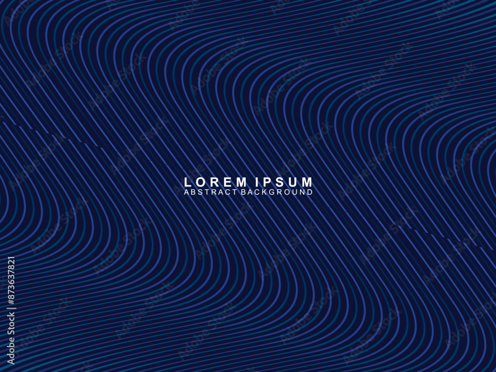 Abstract shining wave lines on blue background. Dynamic wave pattern. Modern flowing wavy lines. Futuristic technology concept. Suitable for banners, posters, covers, brochures, flyers, websites, etc.