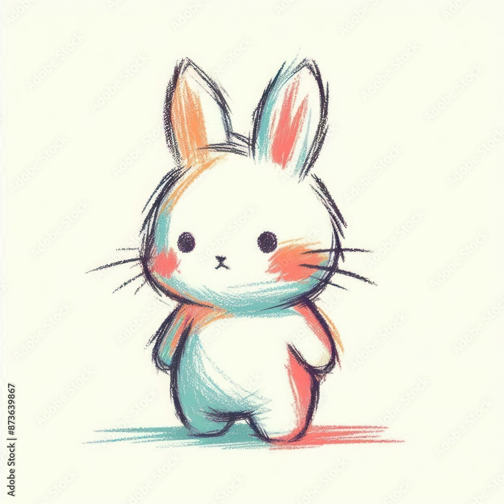 Obraz premium Kids' Scribbly Crayon Art: Adorable Bunny