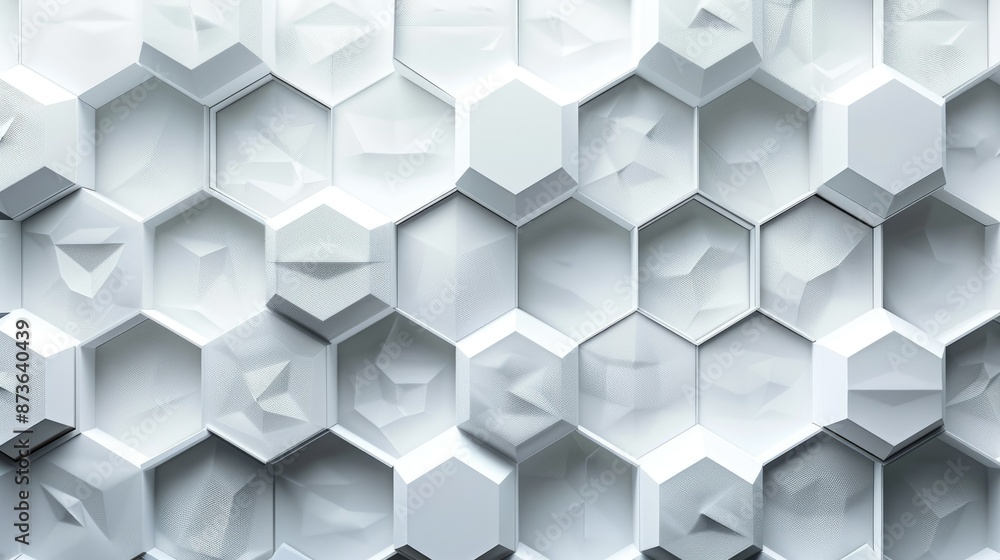 Modern Geometric Hexagonal Pattern in White 3D Abstract Background Design Modern Geometric Hexagonal Pattern in White 3D Abstract Background Design
