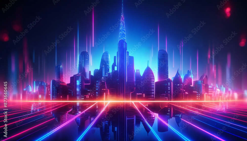 Digital city landscape, connected technology Digital city landscape, connected technology