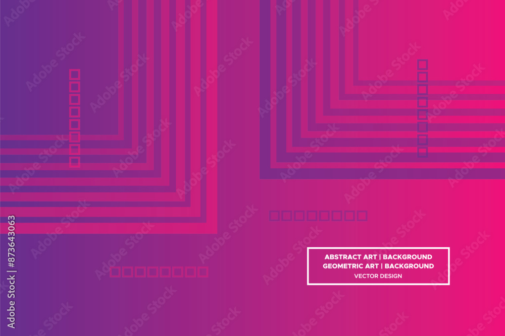 Obraz premium Square and Line Shapes Purple and Red Colors with Gradient Backdrop Modern Abstract Background Geometric Background
