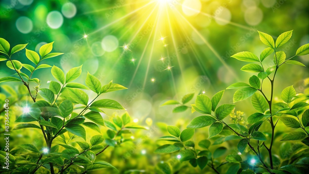 Vibrant green foliage blurred bokeh background with soft focus leaves and twinkling sunlight filtering through lush natural scenery. Vibrant green foliage blurred bokeh background with soft focus leaves and twinkling sunlight filtering through lush natural scenery.