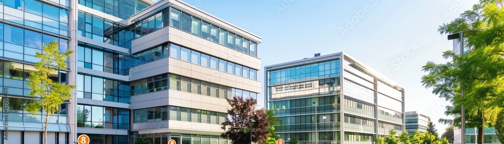 8 Rows of new commercial buildings with investment return icons and development cost graphs, Commercial, Development and Return concept 8 Rows of new commercial buildings with investment return icons and development cost graphs, Commercial, Development and Return concept