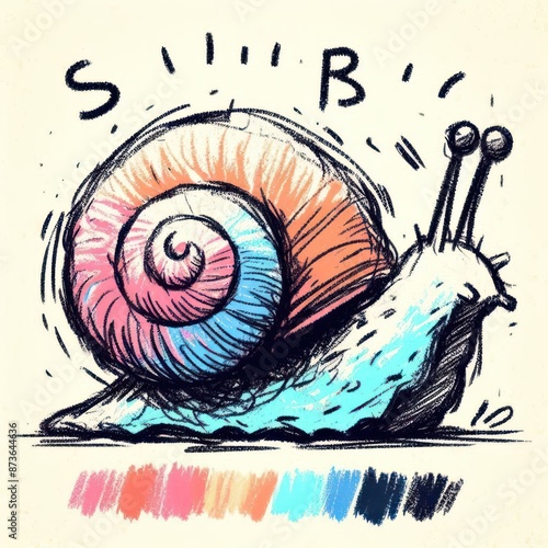 Kids' Scribbly Crayon Art: Adorable Snail