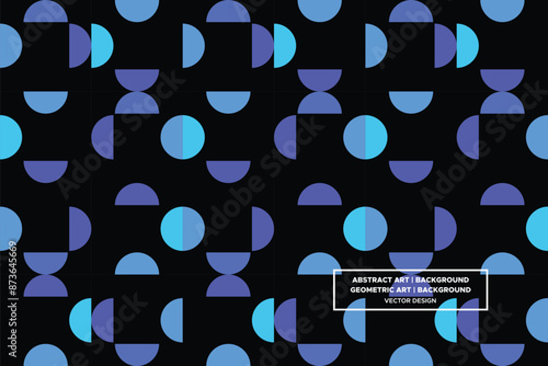 Half Circle and Circle Shapes and Designs Blue and Light Blue Colors Geometric Pattern Abstract Pattern Seamless
