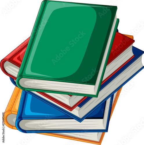 A pile of various colored books