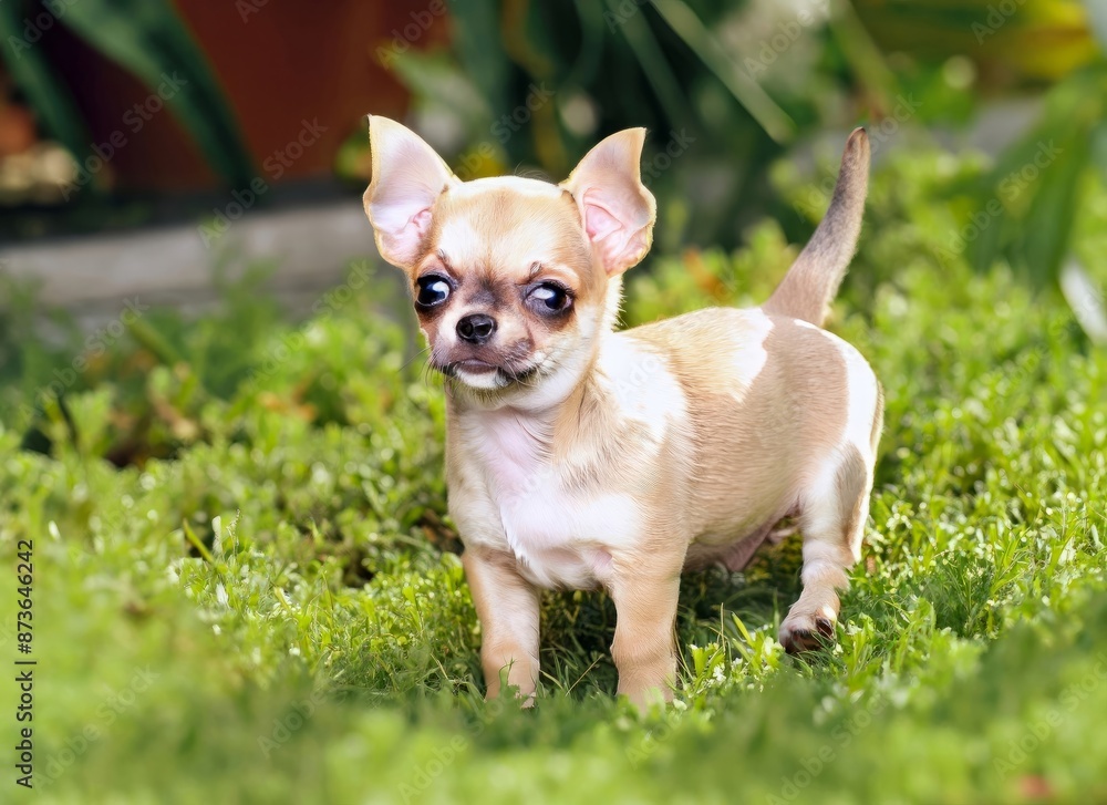 puppy Chihuahuas dog in garden , generated by AI. High quality photo puppy Chihuahuas dog in garden , generated by AI. High quality photo