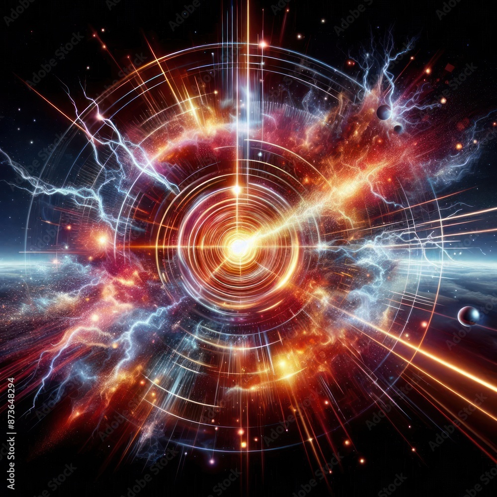 Obraz premium Dynamic Cosmic Action Ultra-Realistic High-Quality Design with Explosive Effects