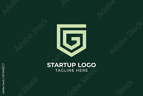 letter G shield lineart iconic business logo, letter G royal armor warrior shield logo, 