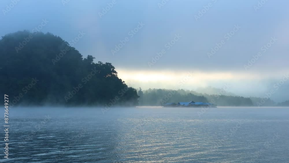 Misty River and Mountain Landscape Misty River and Mountain Landscape