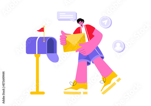 Email Service Vector Illustration with File Correspondence Delivery, Electronic Mail Messaging, and Business Marketing in a Flat Cartoon Background