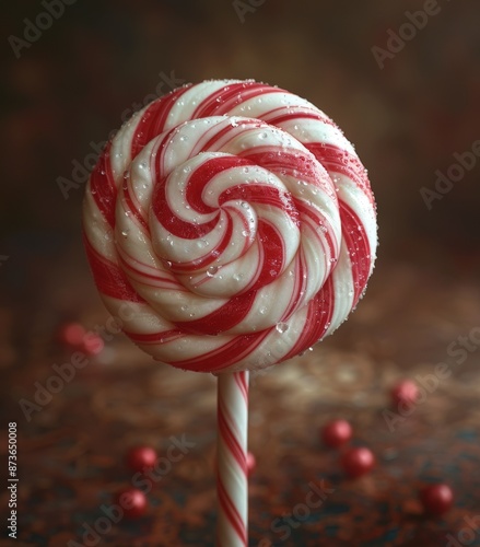 Red striped peppermints candy. photo