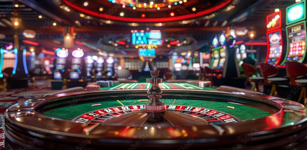 A Close-Up View Of A Roulette Wheel In A Vibrant Casino Setting A Close-Up View Of A Roulette Wheel In A Vibrant Casino Setting