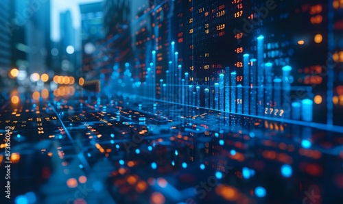 Stock market or forex trading graph and candlestick chart suitable for financial investment concept. Economy trends background for business idea and all art work design. Abstract finance background.