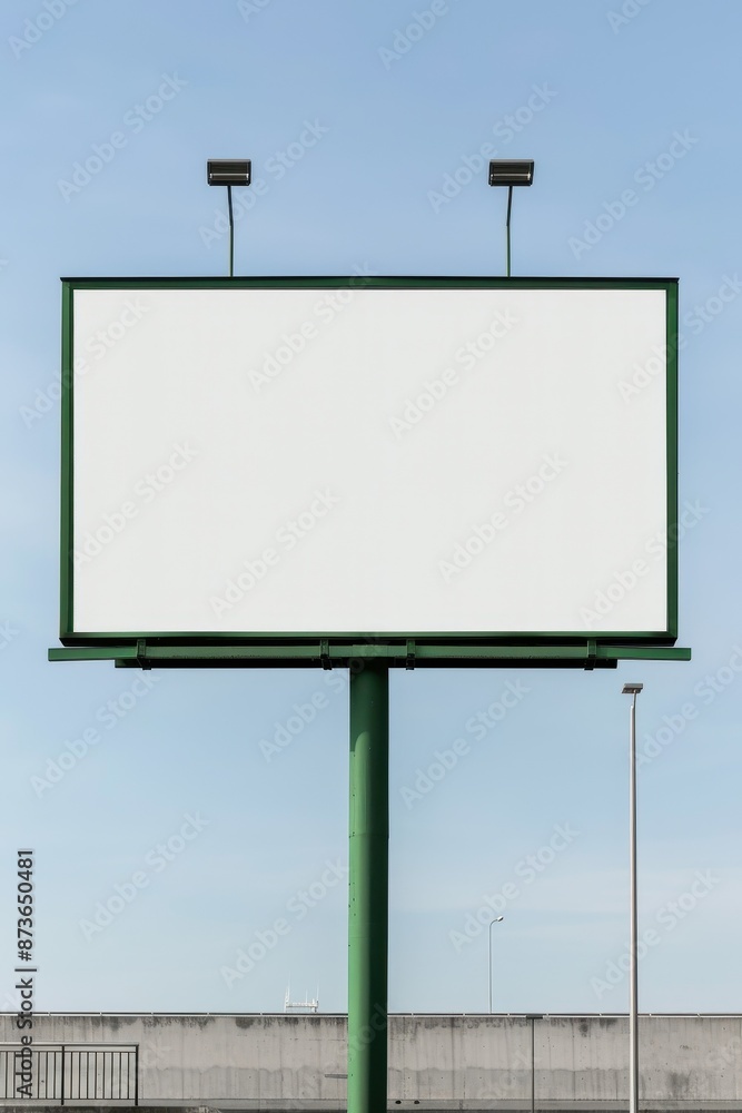 Empty blank billboard against a clear blue sky, ready for advertisement. Perfect for marketing, promotion, or display purposes. Empty blank billboard against a clear blue sky, ready for advertisement. Perfect for marketing, promotion, or display purposes.