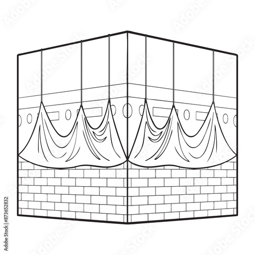 kaaba line vector illustration