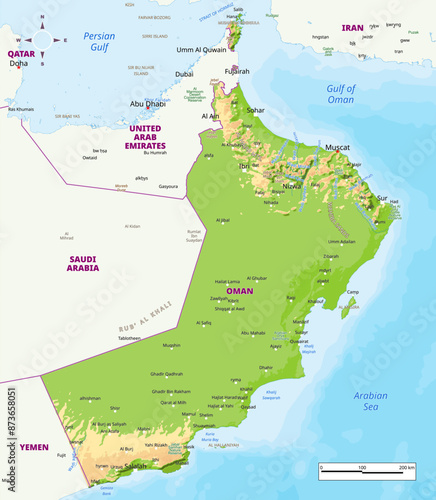 Political map of Oman vector illustration