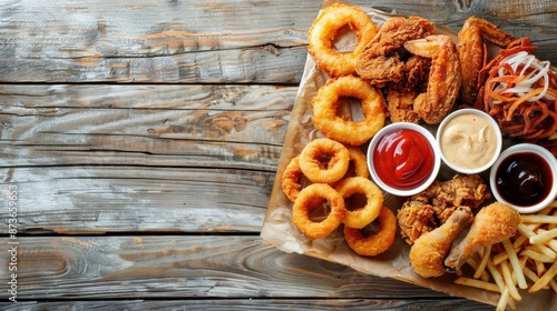 Assorted fried food on a platter