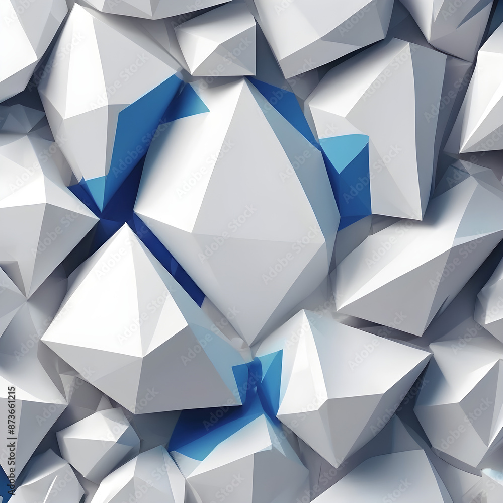 Obraz premium Modern aesthetic white polygonal background with a blue spot.