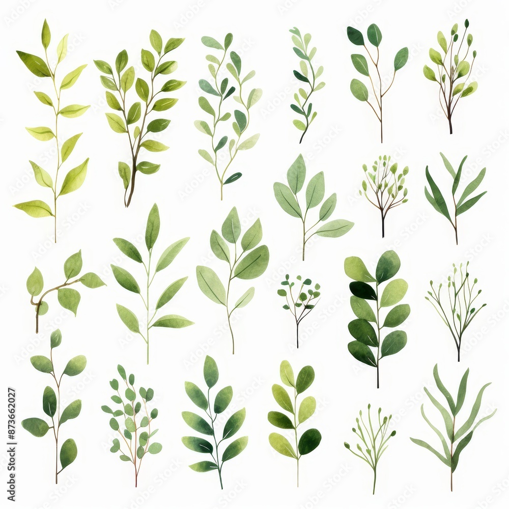 Watercolor Leaf Illustrations. Watercolor Leaf Illustrations.