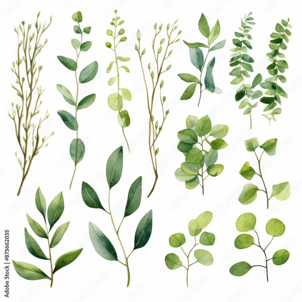 Watercolor Leaf Illustrations. Watercolor Leaf Illustrations.