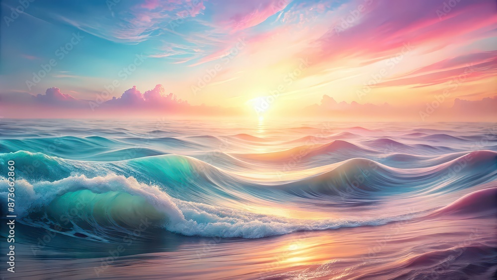 Obraz premium Soothing visual rhythms with gentle wave motions and flowing abstract forms in pastel tones, relaxing, calming, abstract