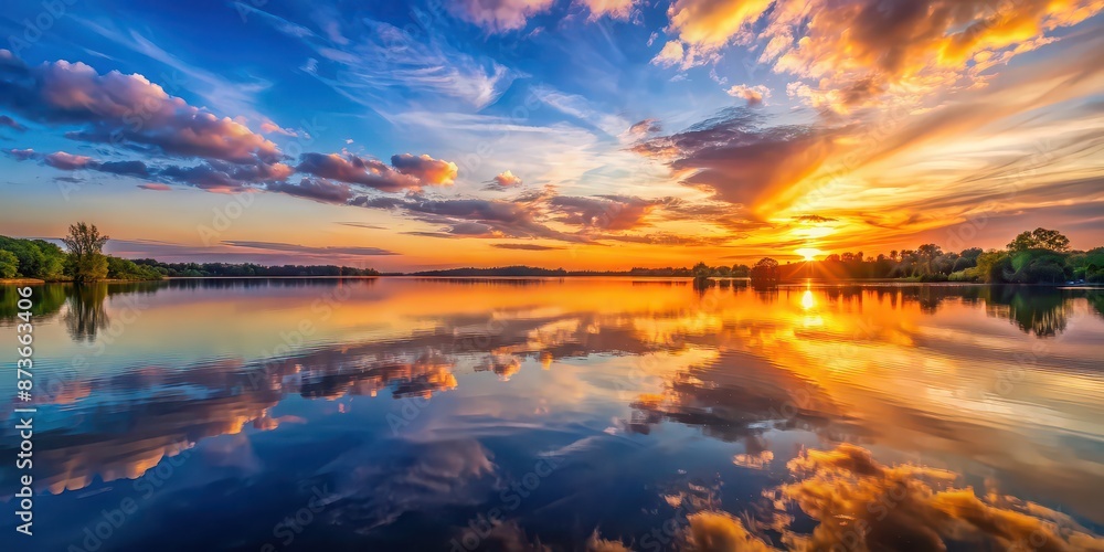 Beautiful sunset reflecting on calm lake surface , sunrise, sunset, lake, water, reflection, nature, serene, peaceful, outdoor, dusk Beautiful sunset reflecting on calm lake surface , sunrise, sunset, lake, water, reflection, nature, serene, peaceful, outdoor, dusk
