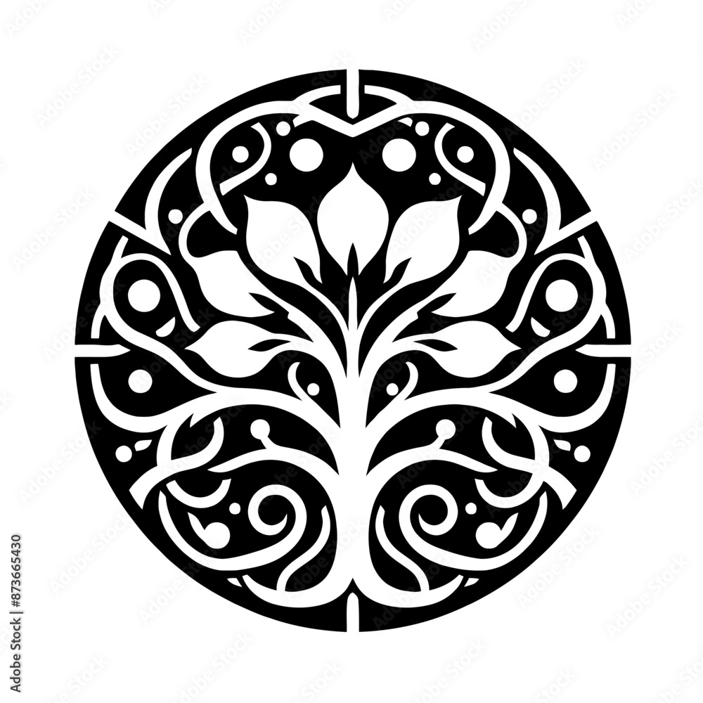 Banyan flower in decorative emblem ornament, Victorian, art deco, art nouveau, boho, bohemian, folk, flourish Banyan flower in decorative emblem ornament, Victorian, art deco, art nouveau, boho, bohemian, folk, flourish