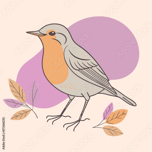 Wild Willow Warbler in her habitat vector illustration