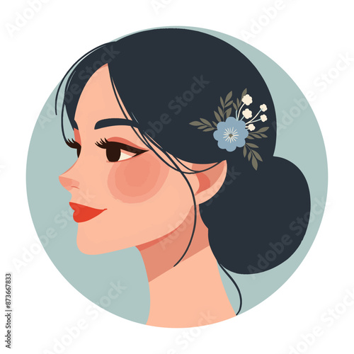 Adult woman international women's day flat vector illustration