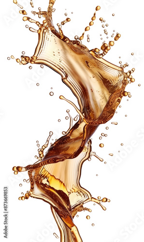 cascading liquid brown soda cola or tea splash frozen	 photo