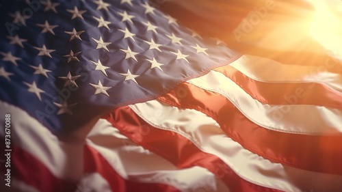 Memorial Day - American flag on the dark blue background texture, Generative AI.