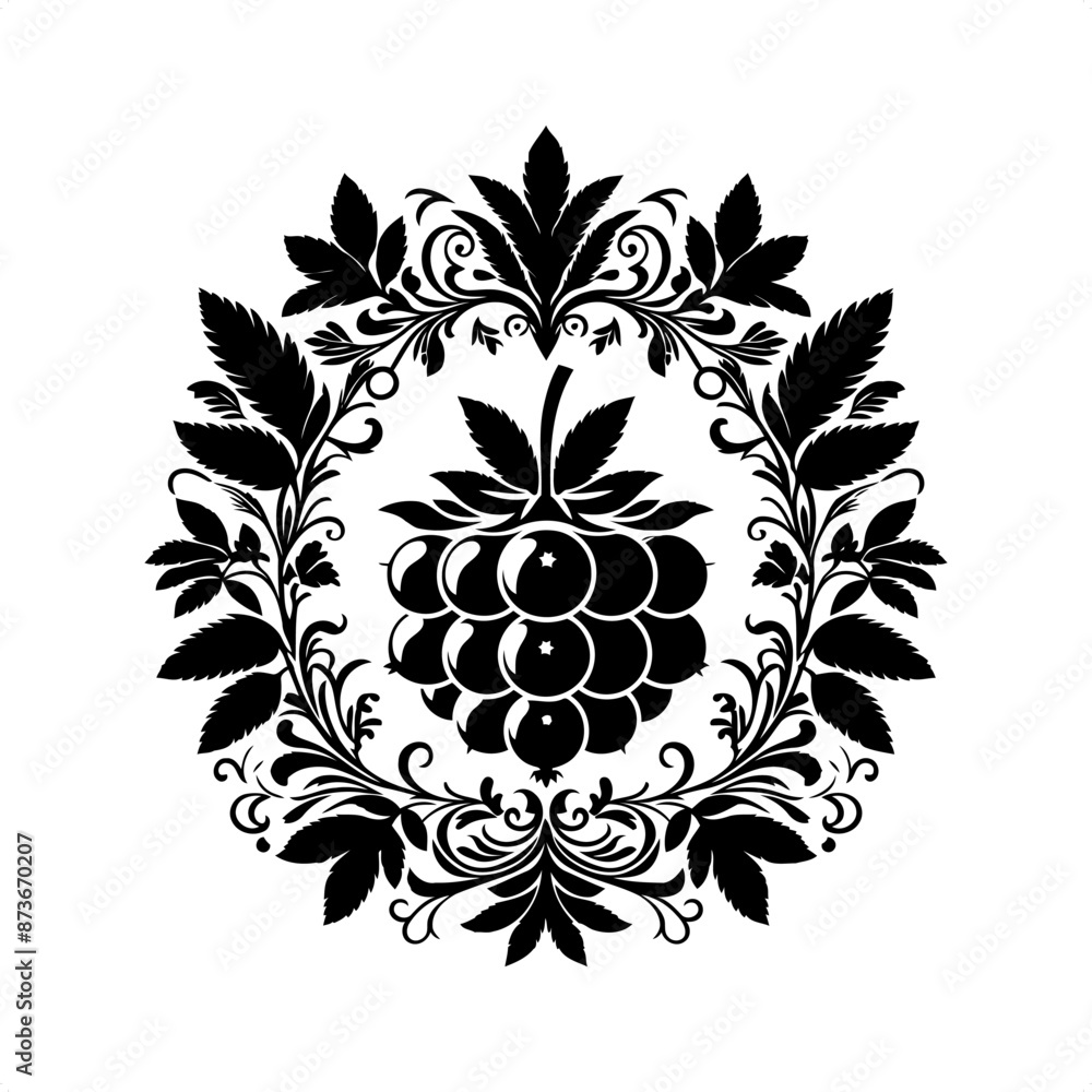 Fototapeta premium vegetable in decorative emblem ornament.