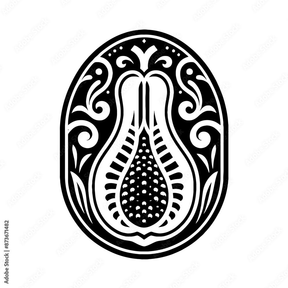 Papaya fruit in decorative emblem ornament, Victorian, art deco, art nouveau, boho, bohemian, folk, flourish Papaya fruit in decorative emblem ornament, Victorian, art deco, art nouveau, boho, bohemian, folk, flourish